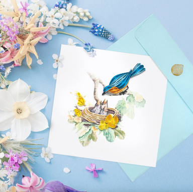 Bluebird & Babies Bank Quilling Card