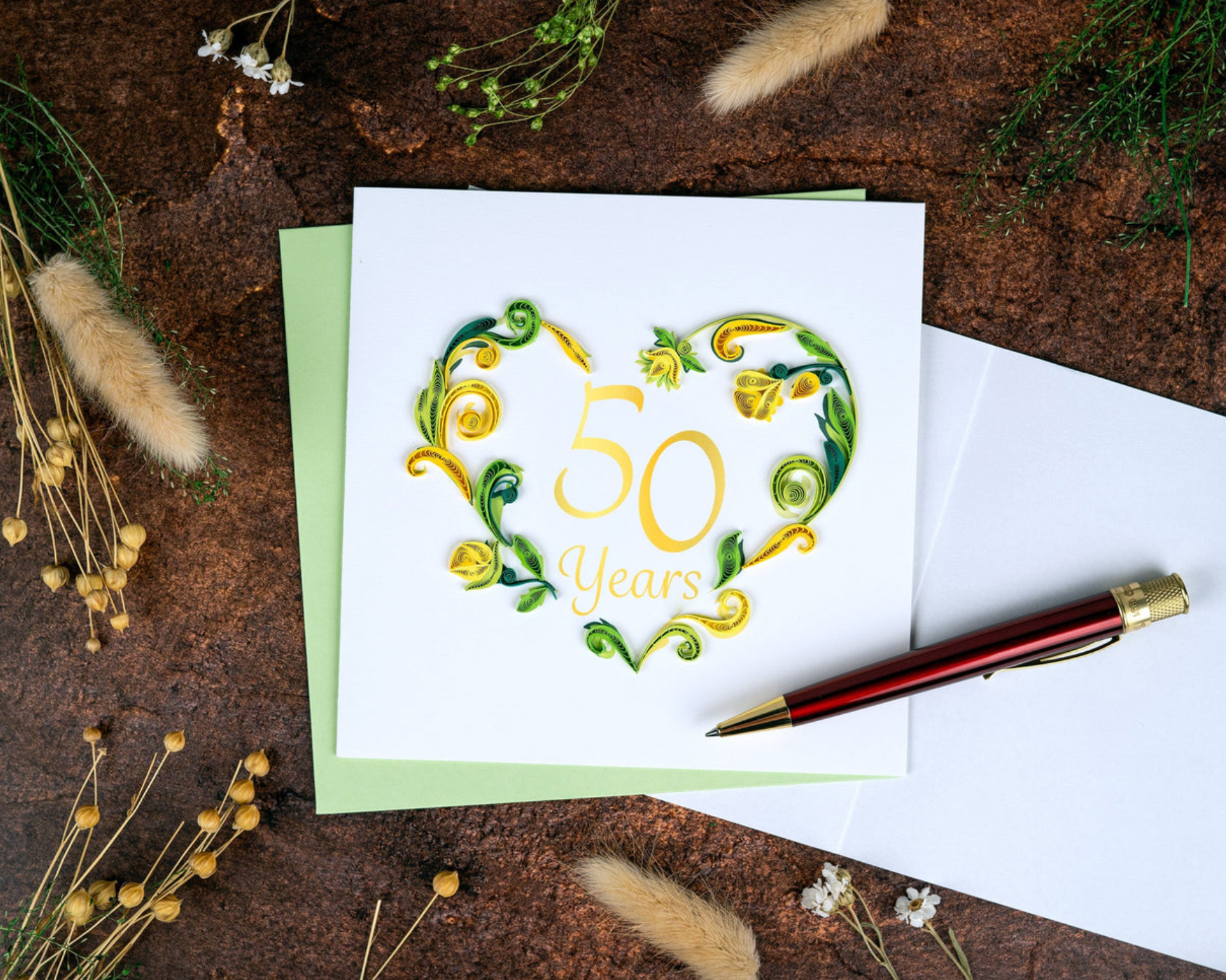 50th Golden Wedding Anniversary Quilling Card
