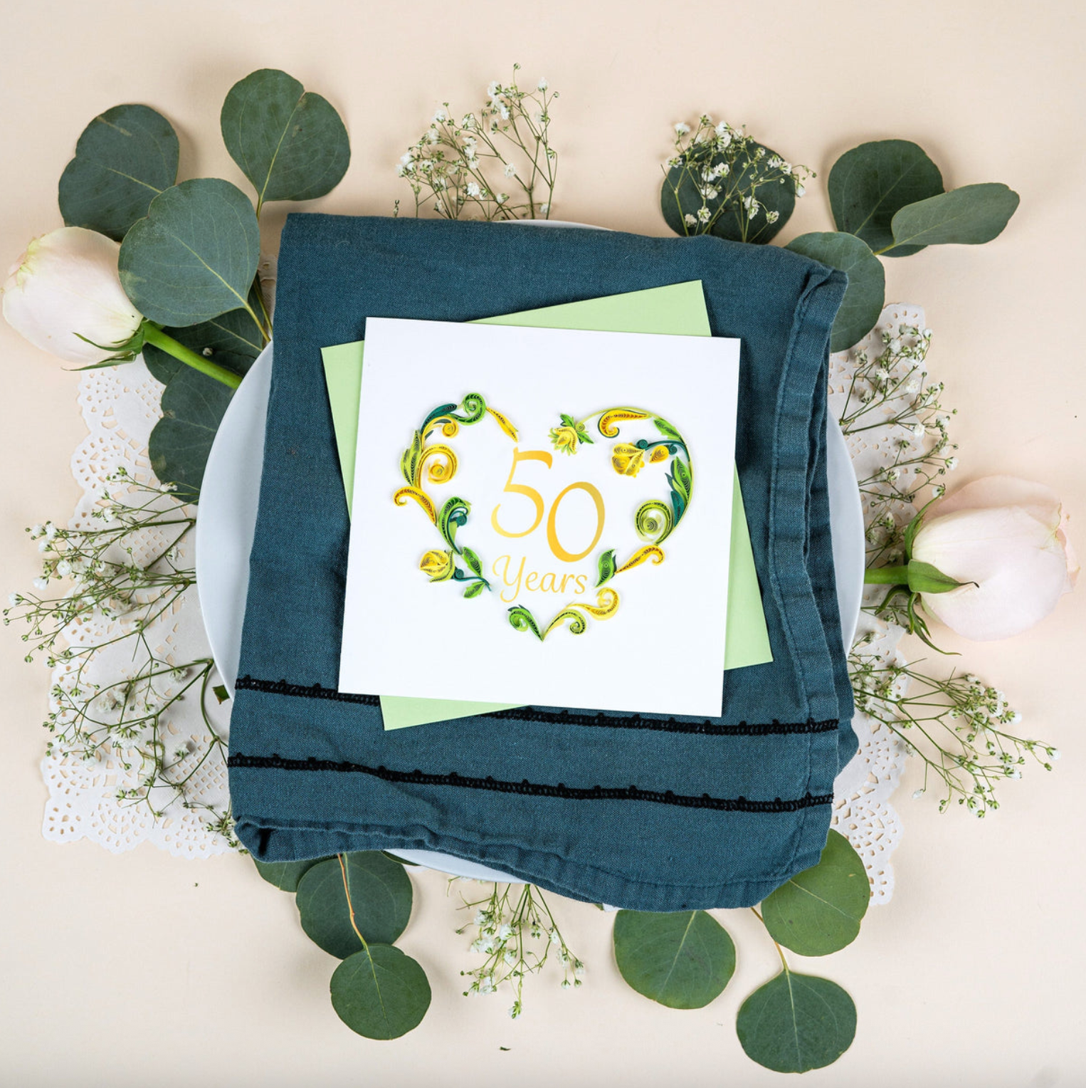 50th Golden Wedding Anniversary Quilling Card