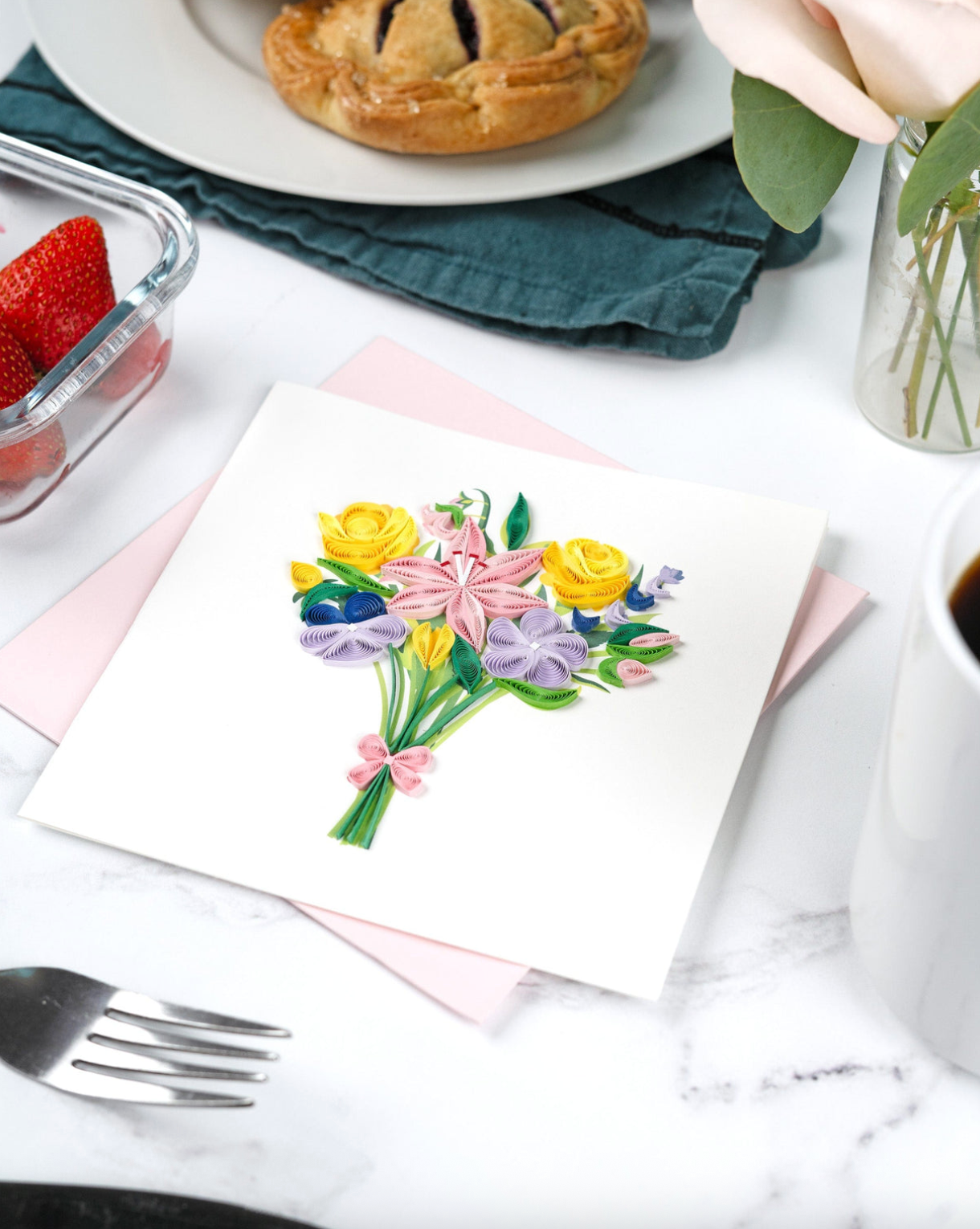 Spring Bouquet Blank Quilling Card