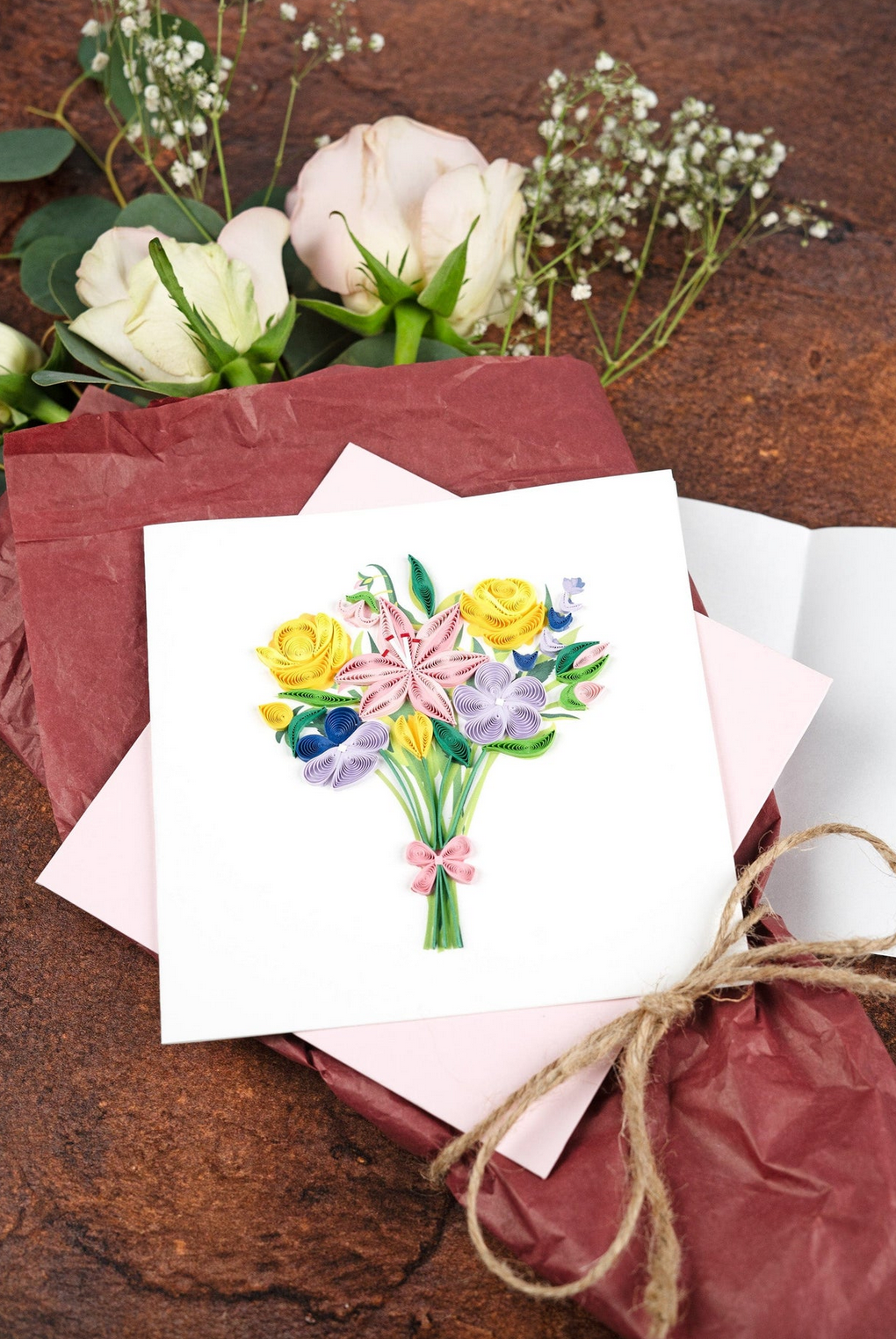 Spring Bouquet Blank Quilling Card