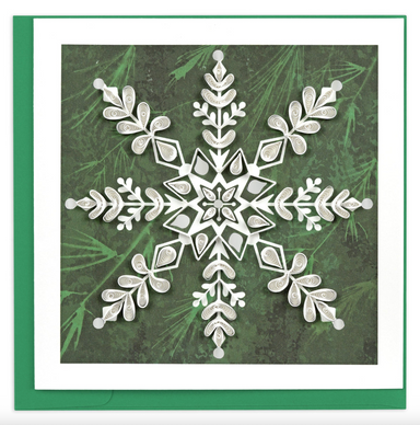 White Snowflake on Pine Blank Quilling Card