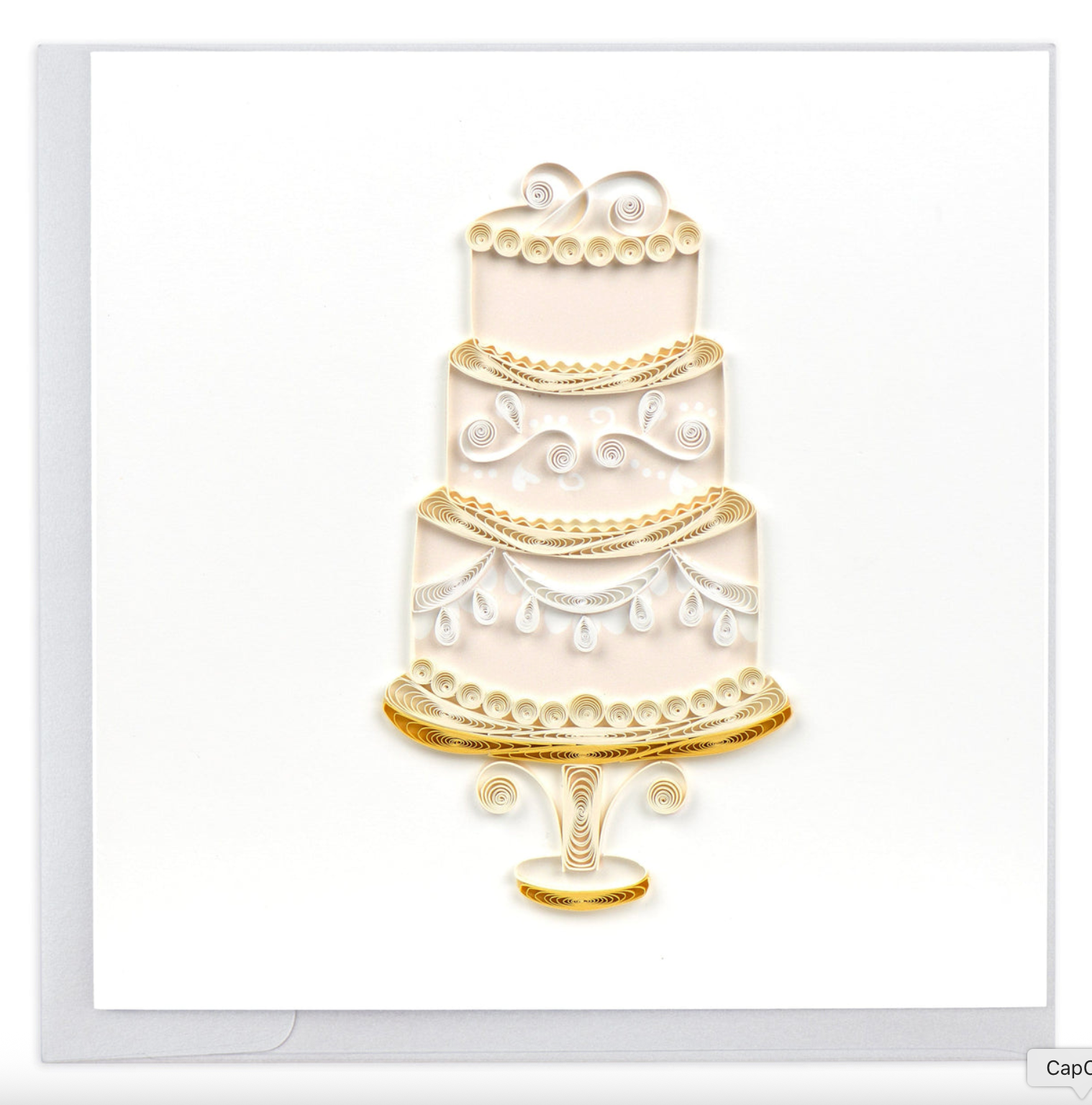 Elegant Wedding Cake Blank Quilled Greeting Card