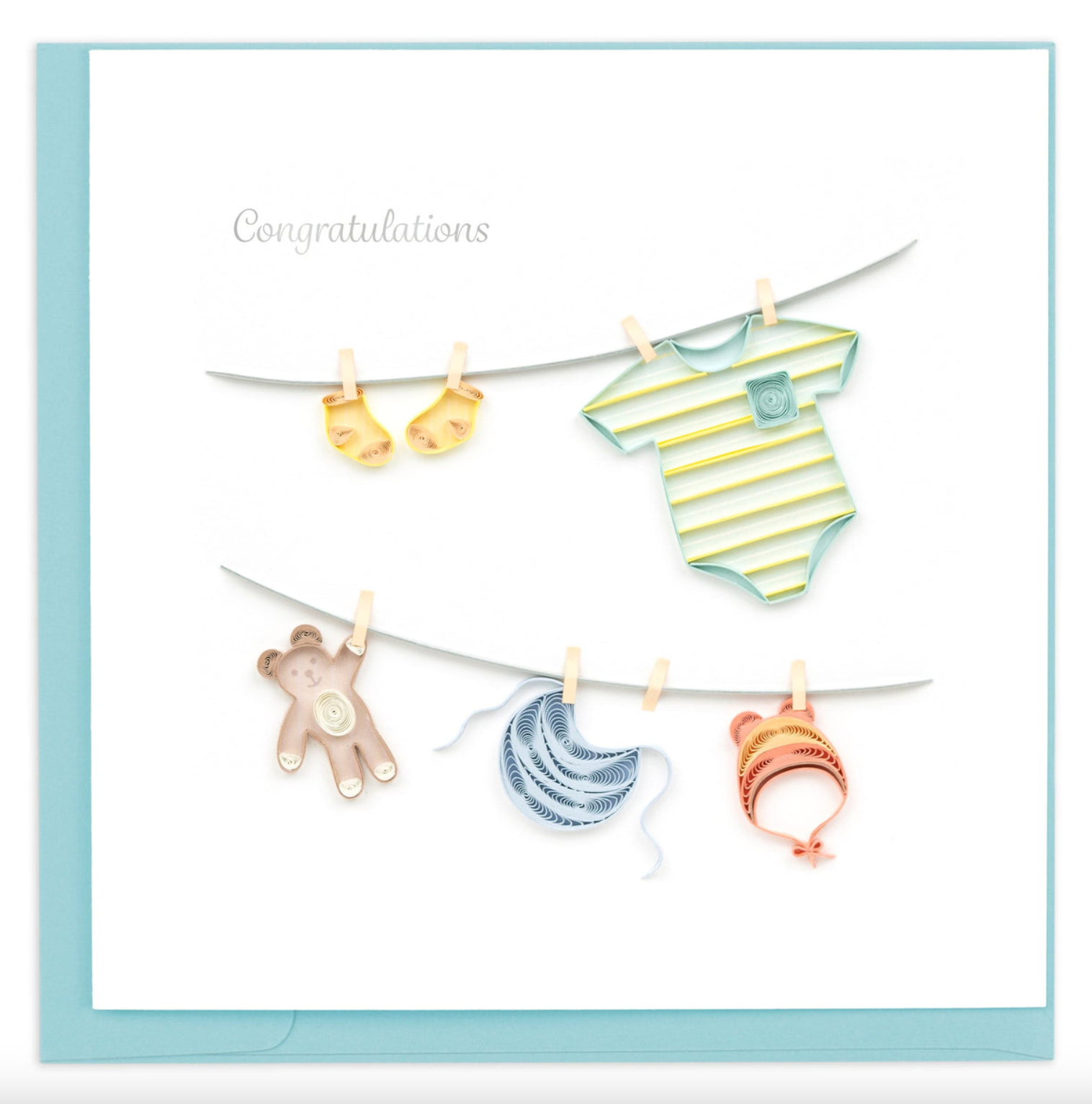 Baby Clothesline Congratulations Blank Quilling Card