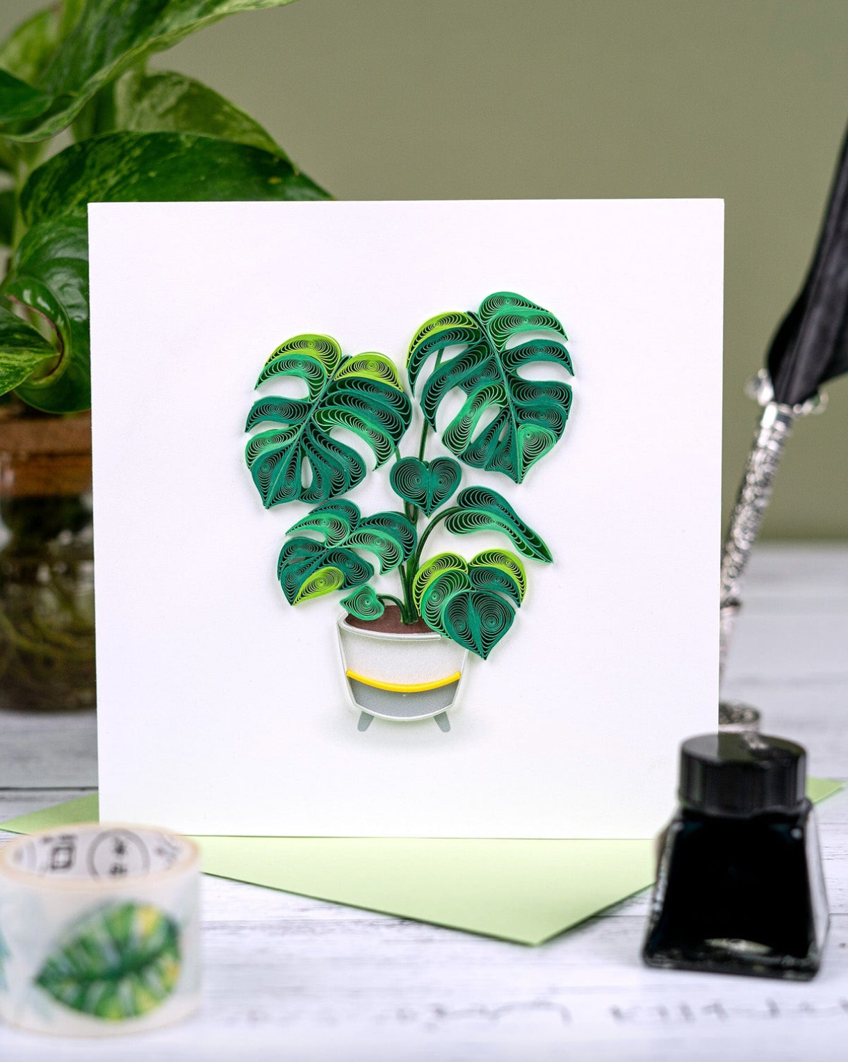 Monstera Plant Blank Quilled Greeting Card