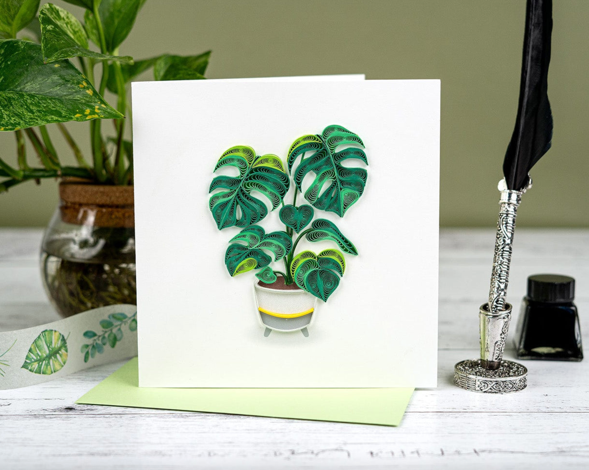 Monstera Plant Blank Quilled Greeting Card