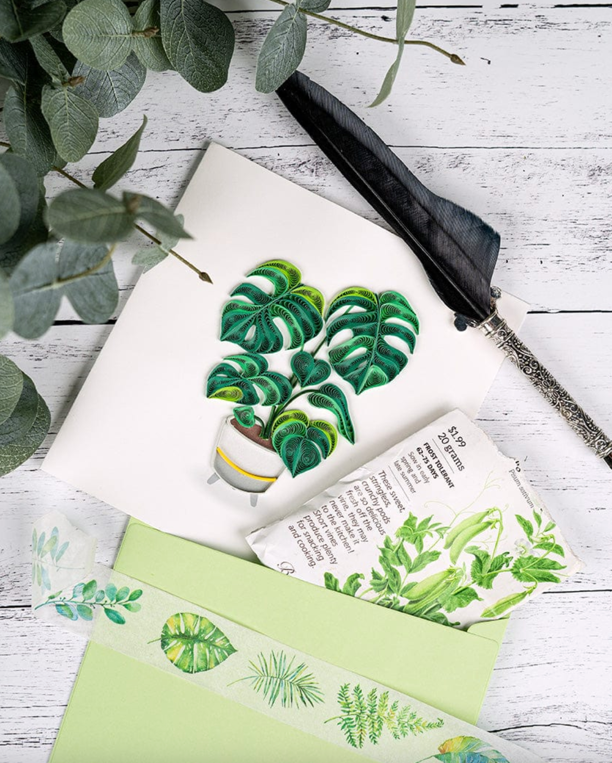 Monstera Plant Blank Quilled Greeting Card