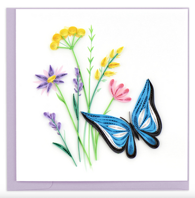 Butterfly with Wildflowers Blank Quilling Card