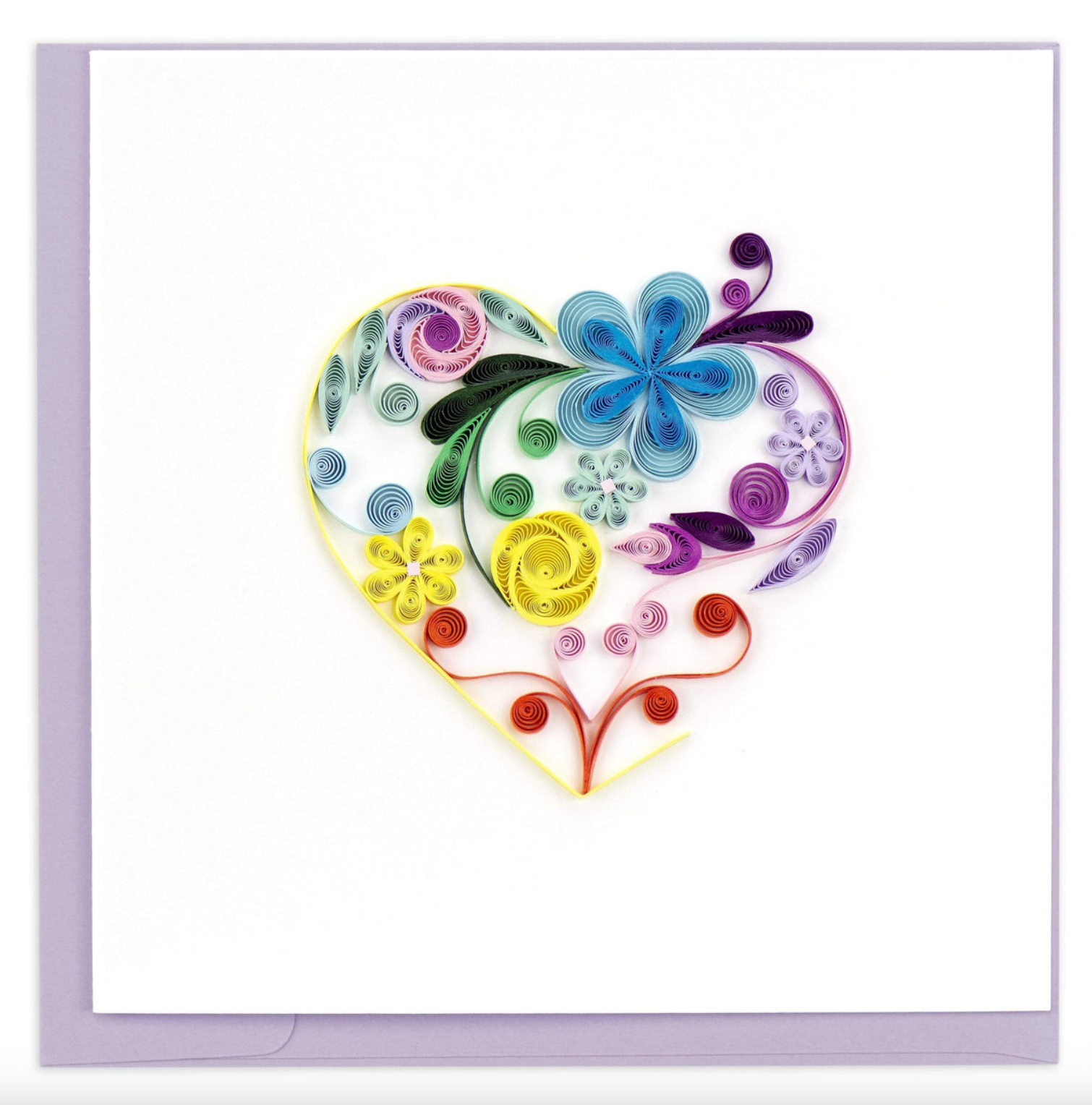 Floral Rainbow Heart Blank Quilling Card