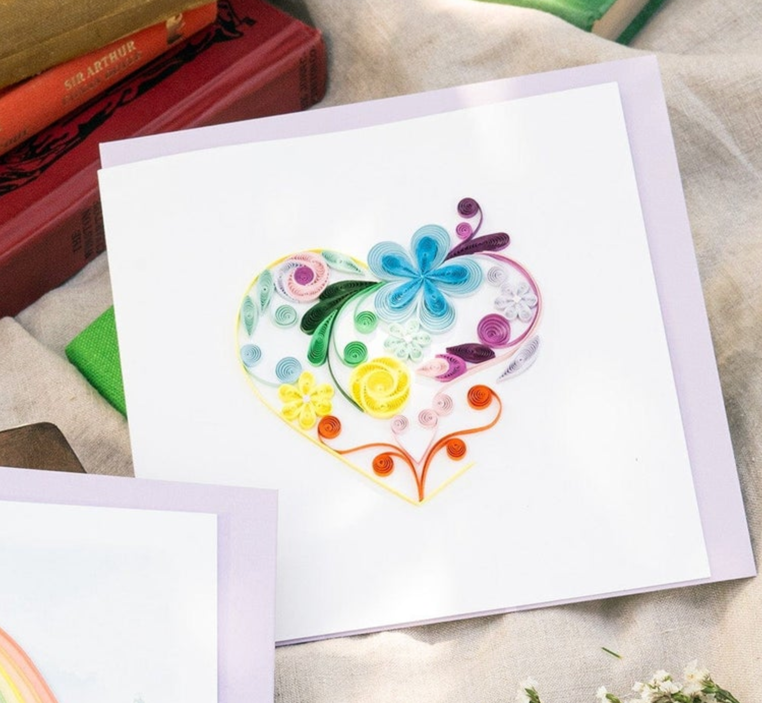 Floral Rainbow Heart Blank Quilling Card