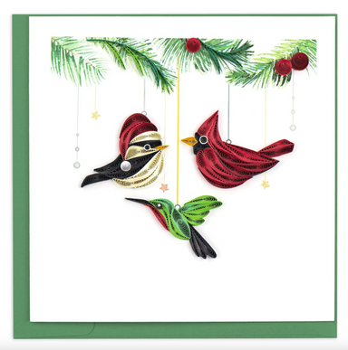 Holiday Bird Ornaments Blank Quilling Card
