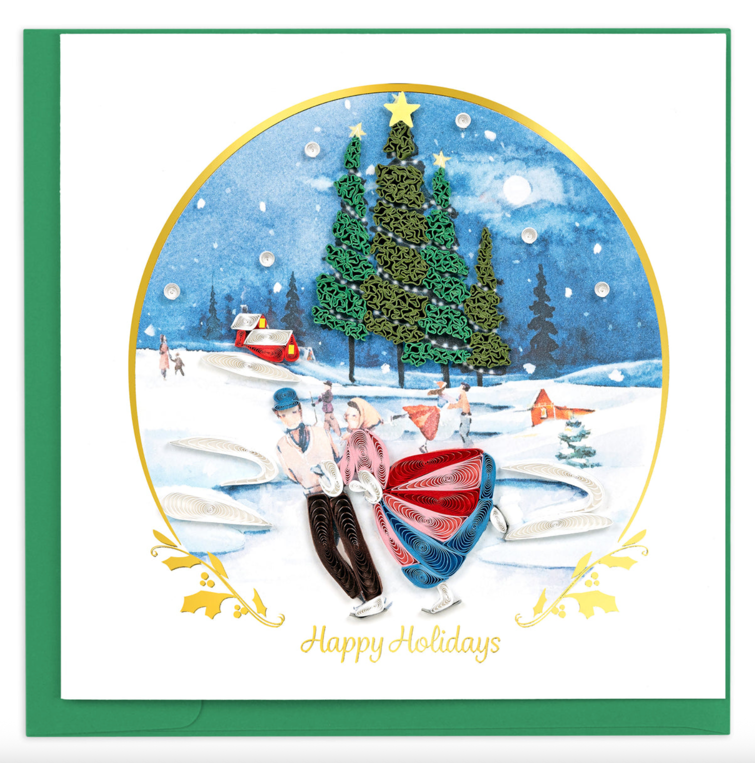 Ice Skating Blank Quilling Greeting Card