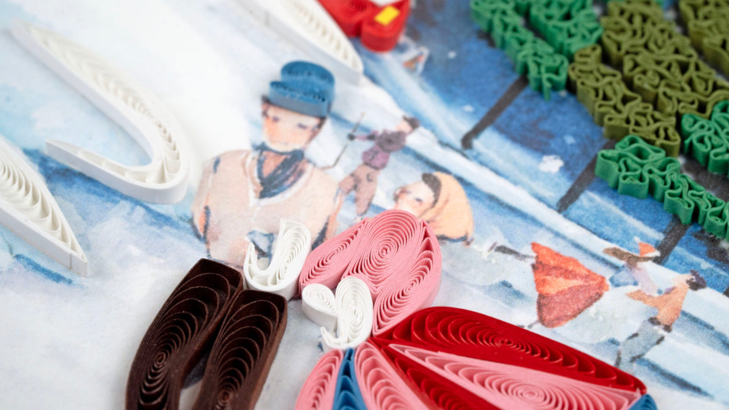 Ice Skating Blank Quilling Greeting Card