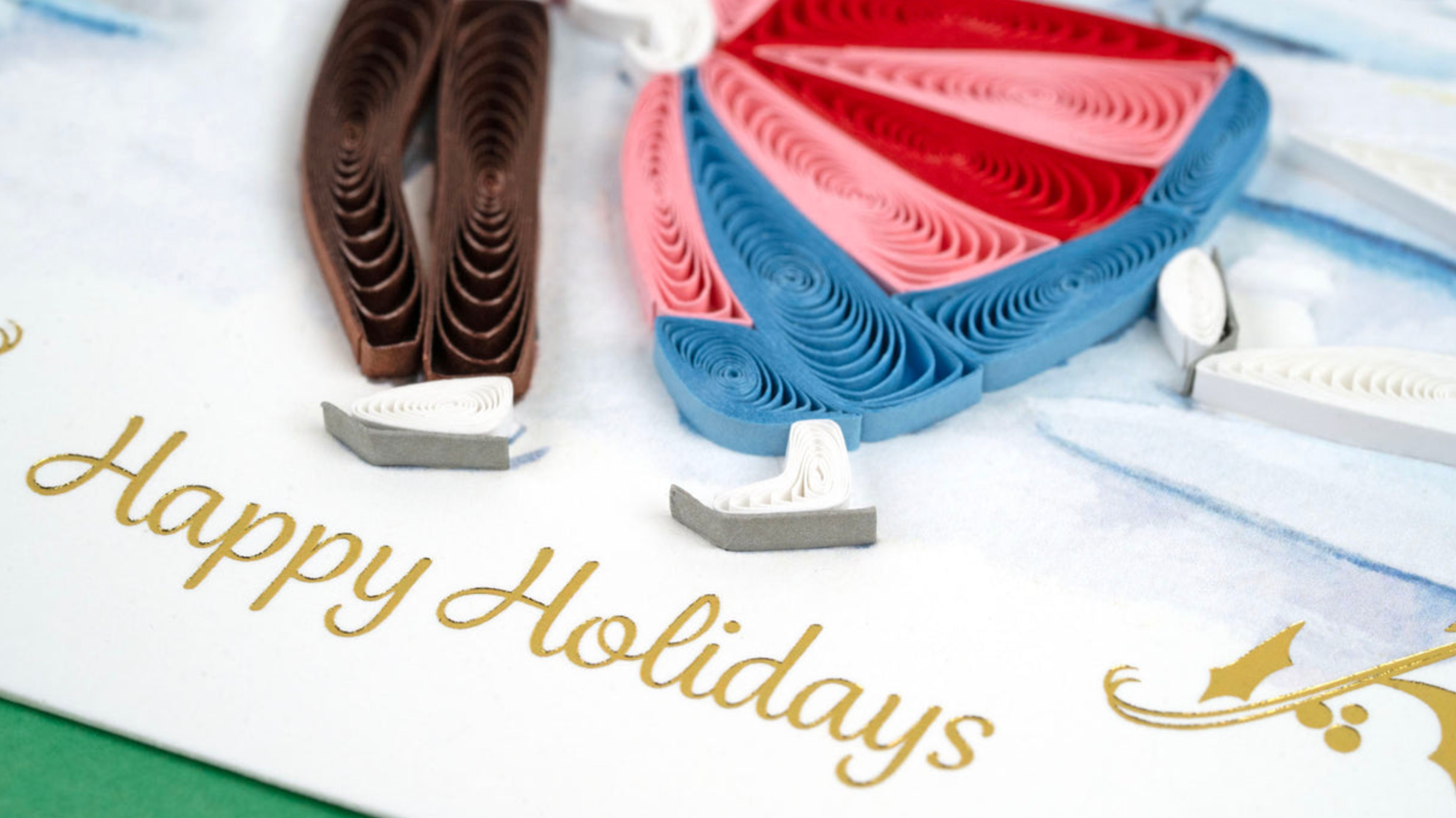 Ice Skating Blank Quilling Greeting Card