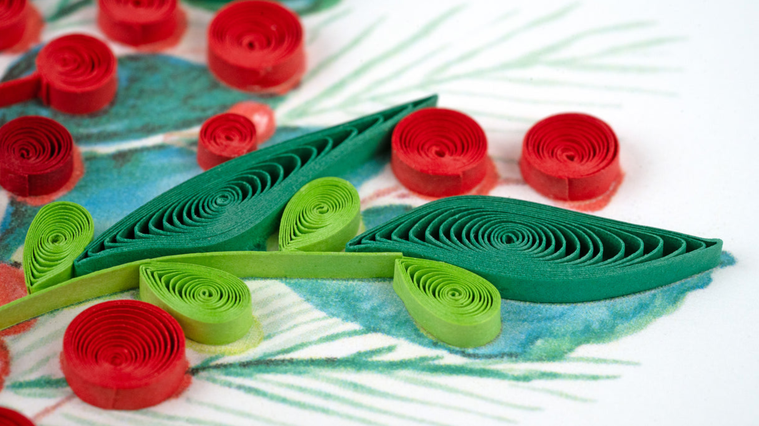 Happy Holidays Holly Berry Bunch Blank Quilling Greeting Card