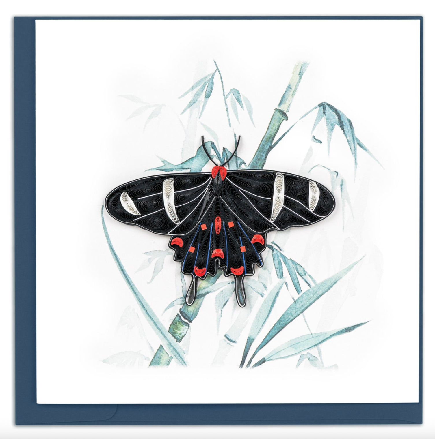 Butterfly on Bamboo Blank Quilled Greeting Card