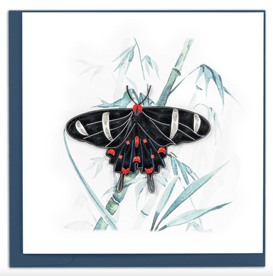 Butterfly on Bamboo Blank Quilled Greeting Card