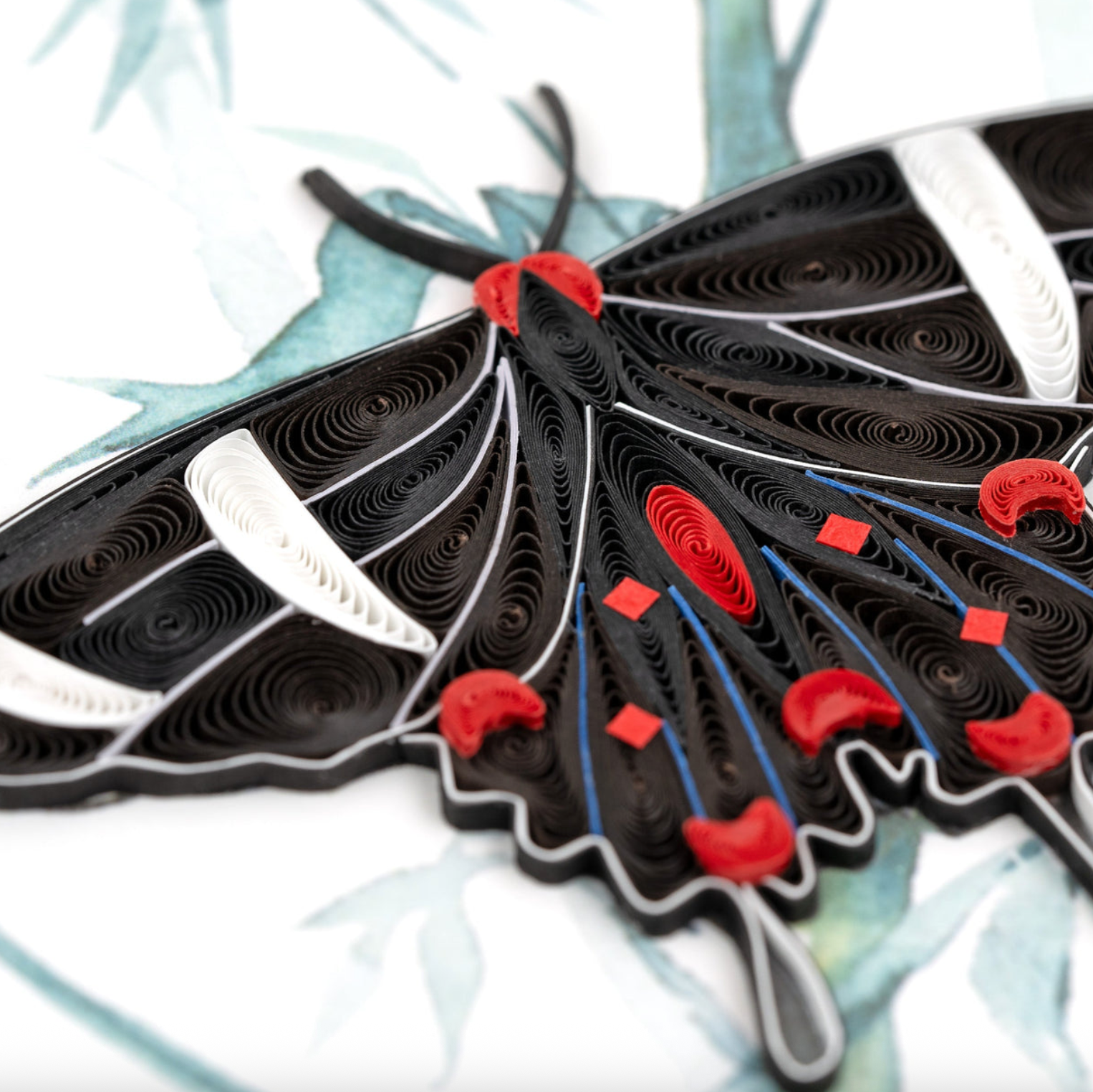 Butterfly on Bamboo Blank Quilled Greeting Card