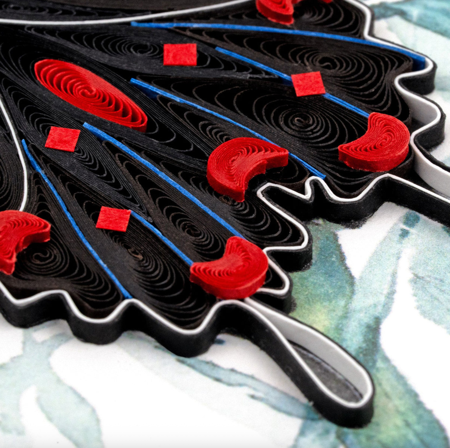 Butterfly on Bamboo Blank Quilled Greeting Card