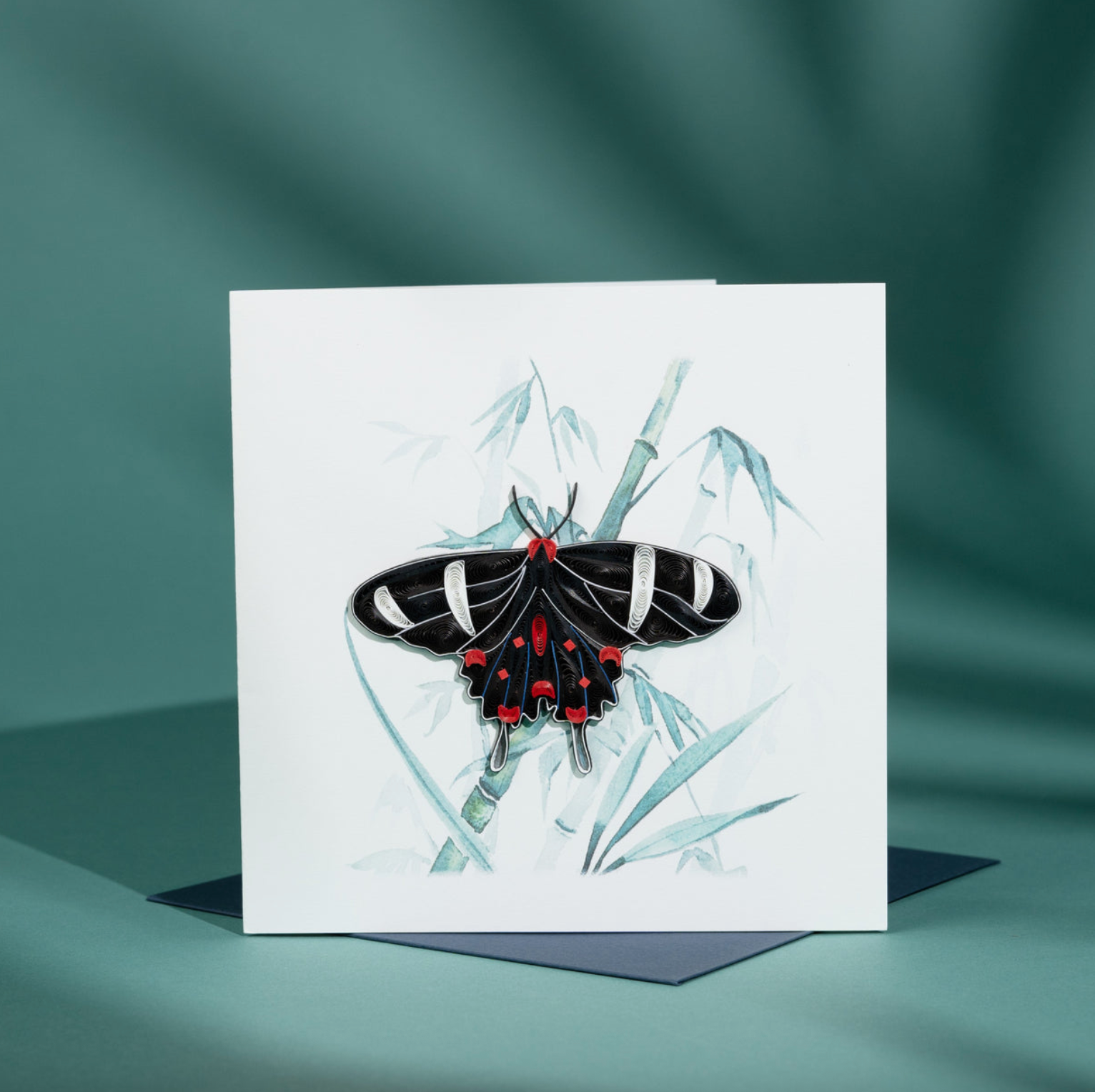 Butterfly on Bamboo Blank Quilled Greeting Card