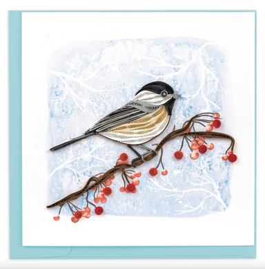 Winter Chickadee Blank Quilling Card