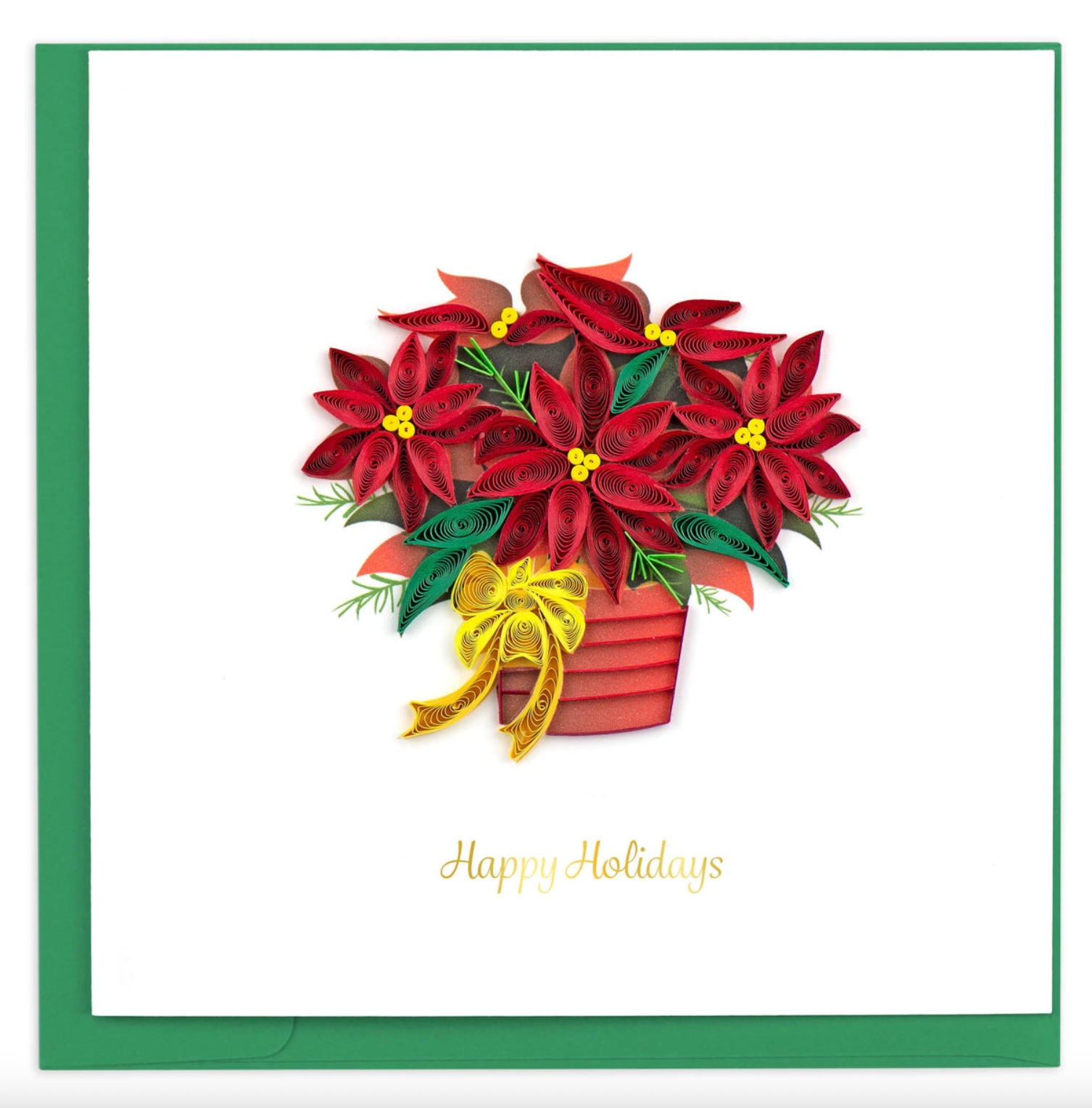 Potted Poinsettia Quilled Holiday Card