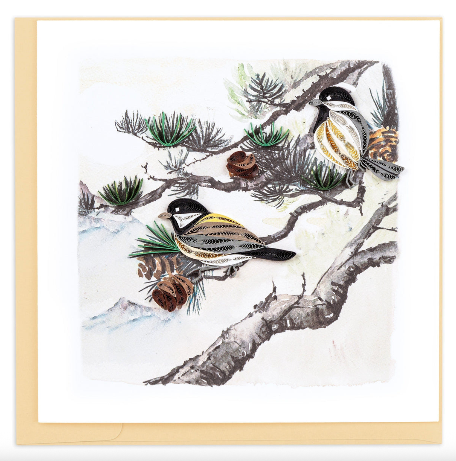 Pine Needles and Chickadees Blank Quilling Card