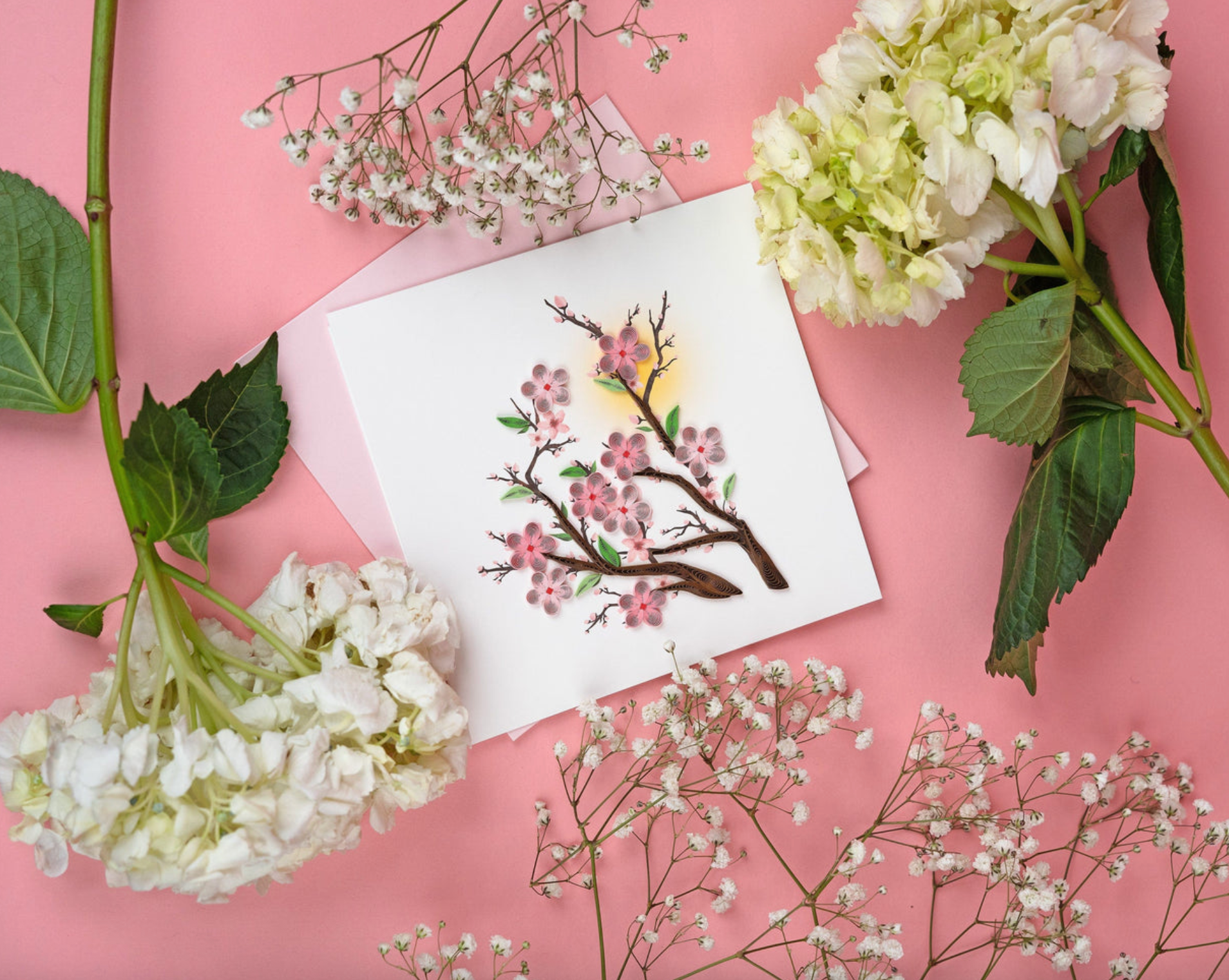 Cherry Blossoms Blank Quilling Card