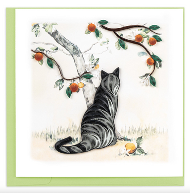 Cat & Orange Branch Blank Quilling Card