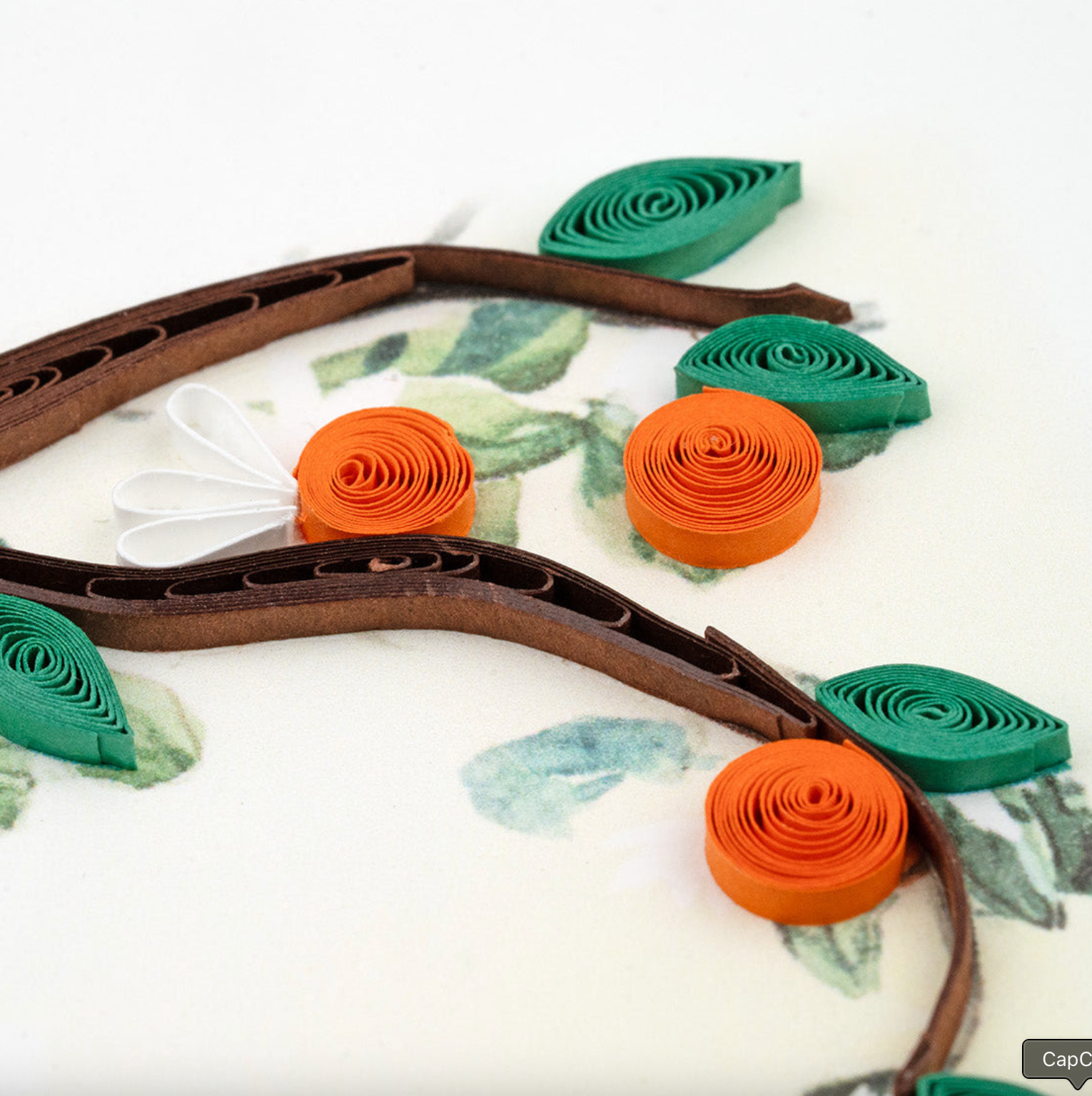 Cat & Orange Branch Blank Quilling Card