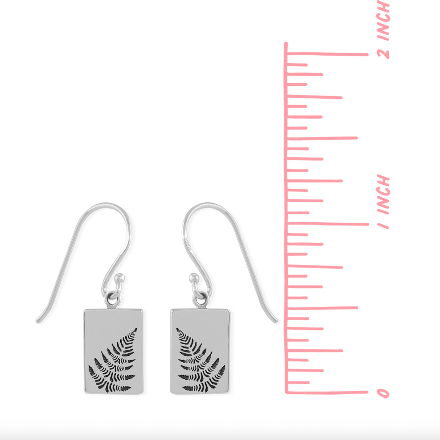 BOMA Sterling Silver Earrings - Rectangular Slab with Fern Imprint