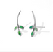 Boma Sterling Silver Post Earrings - Long Leaf with Green Turquoise