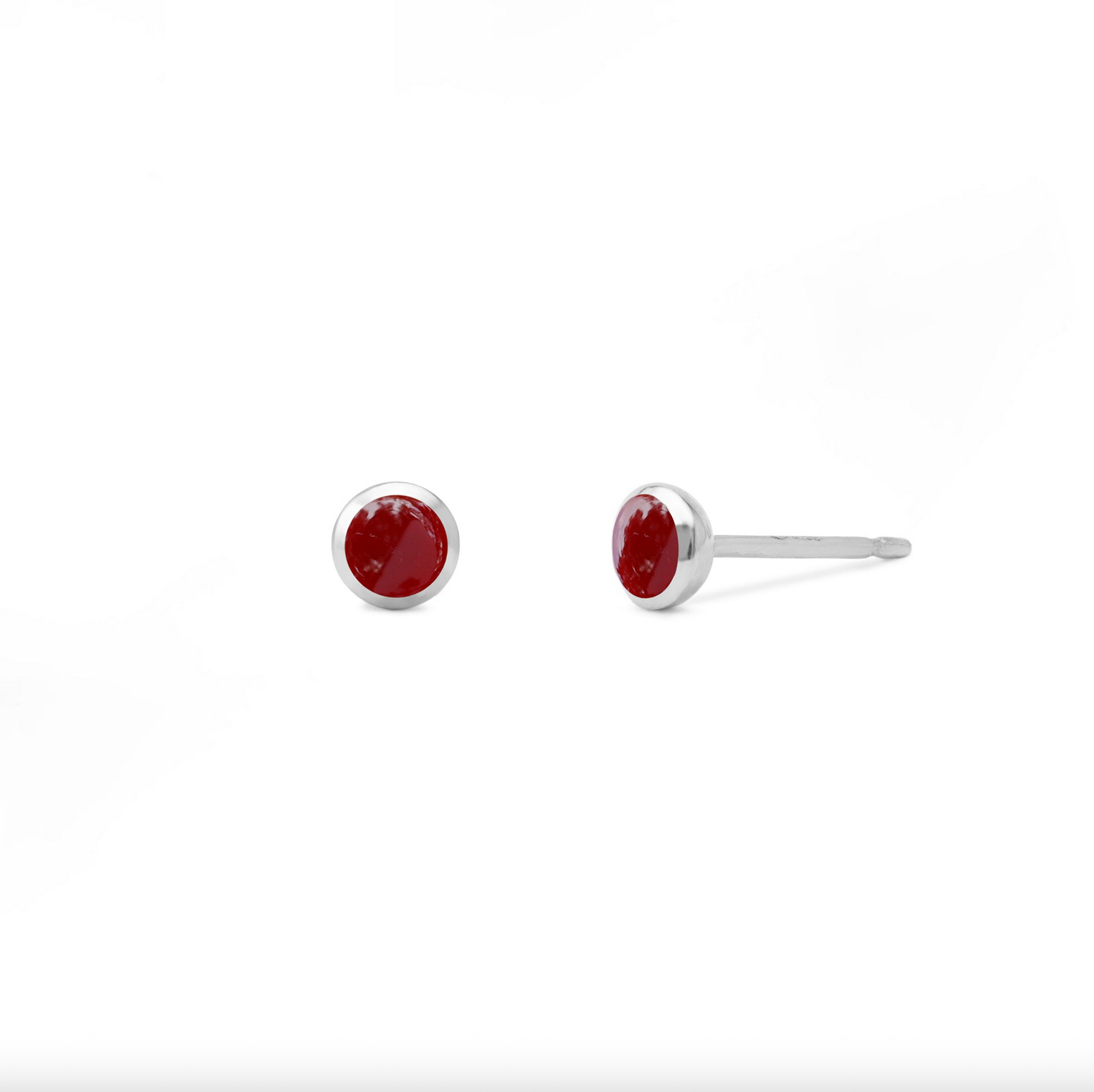 BOMA Belle Mini Stone Studs - Red Coral