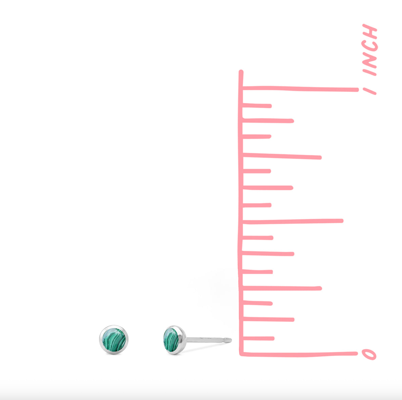 BOMA Belle Mini Stone Studs - Malachite Green