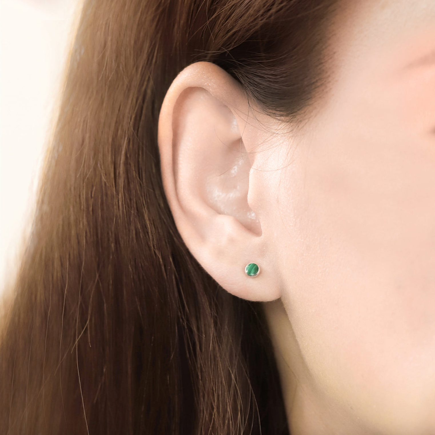 BOMA Belle Mini Stone Studs - Malachite Green