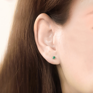 BOMA Belle Mini Stone Studs - Malachite Green