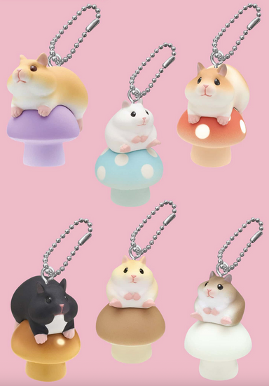 Hamster on Mushroom Keychain Blind Box