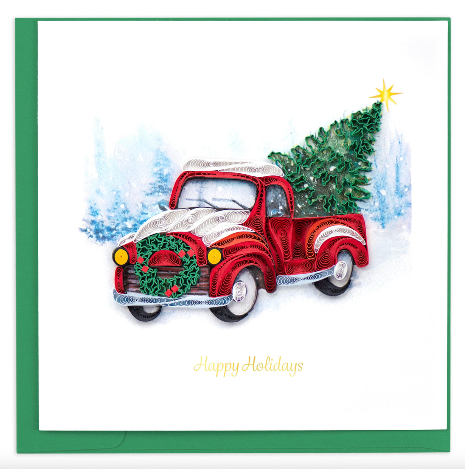 Christmas Truck Happy Holidays Quilling Card