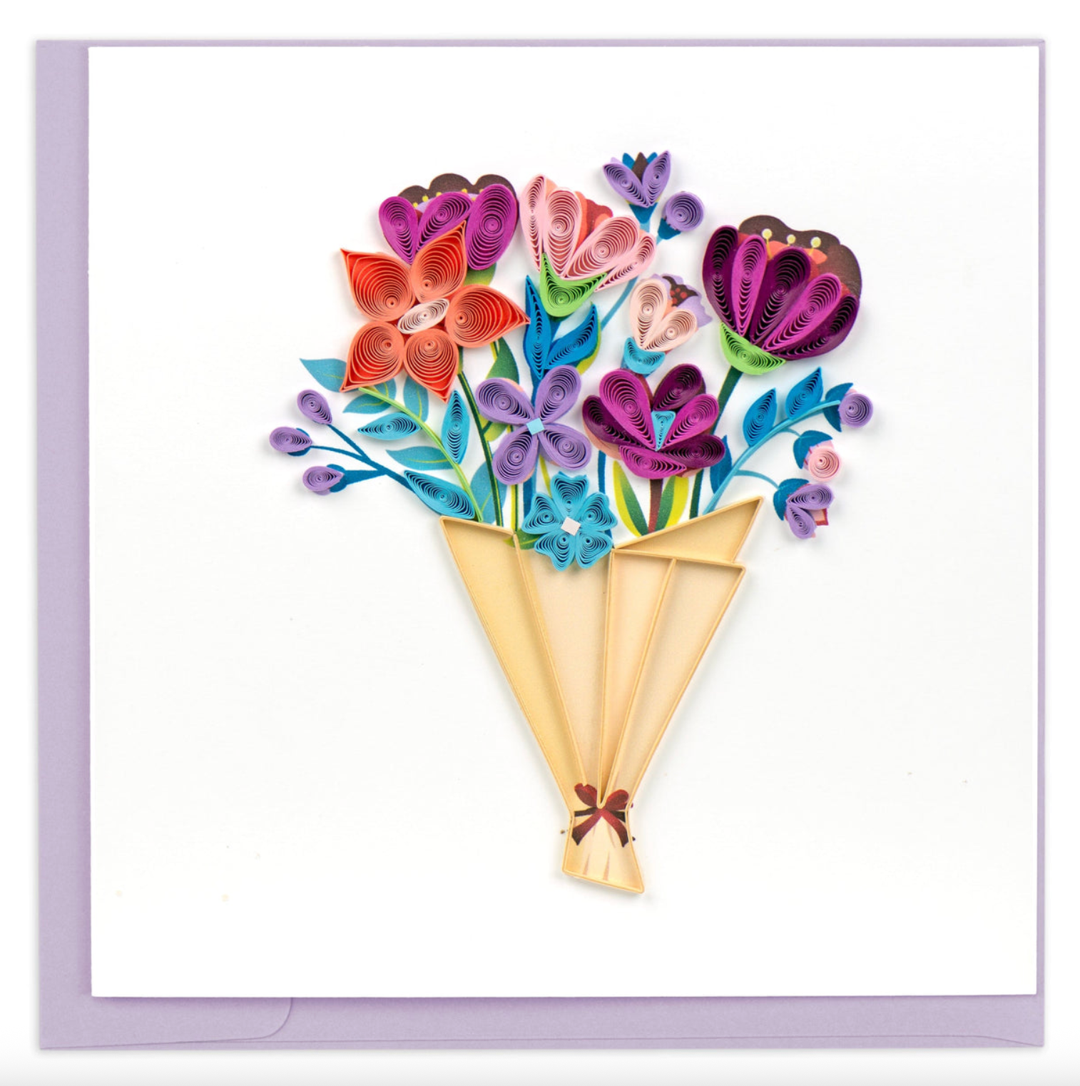 QUILLING CARDS Quilled Playful Flower Bouquet Greeting Card