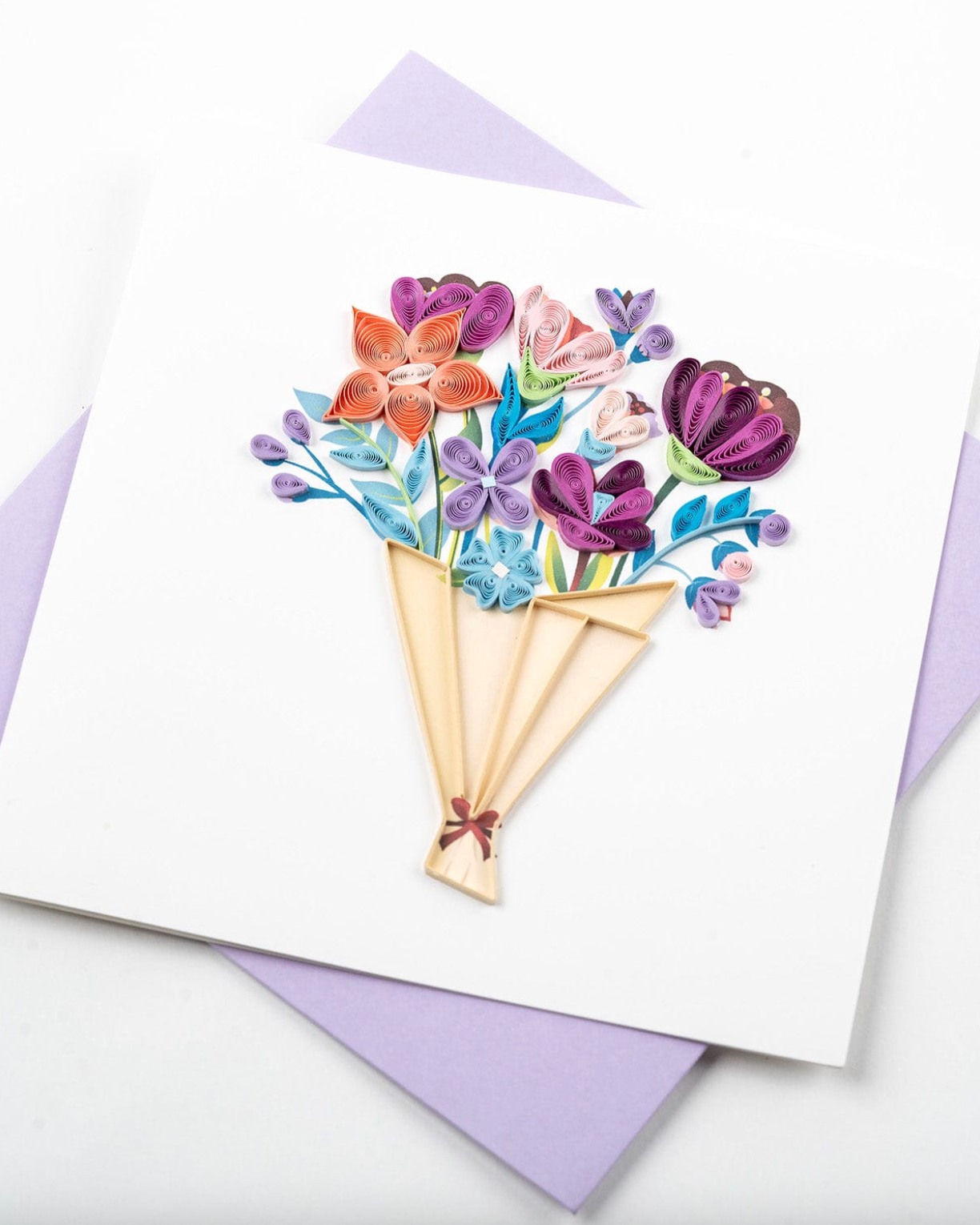 QUILLING CARDS Quilled Playful Flower Bouquet Greeting Card
