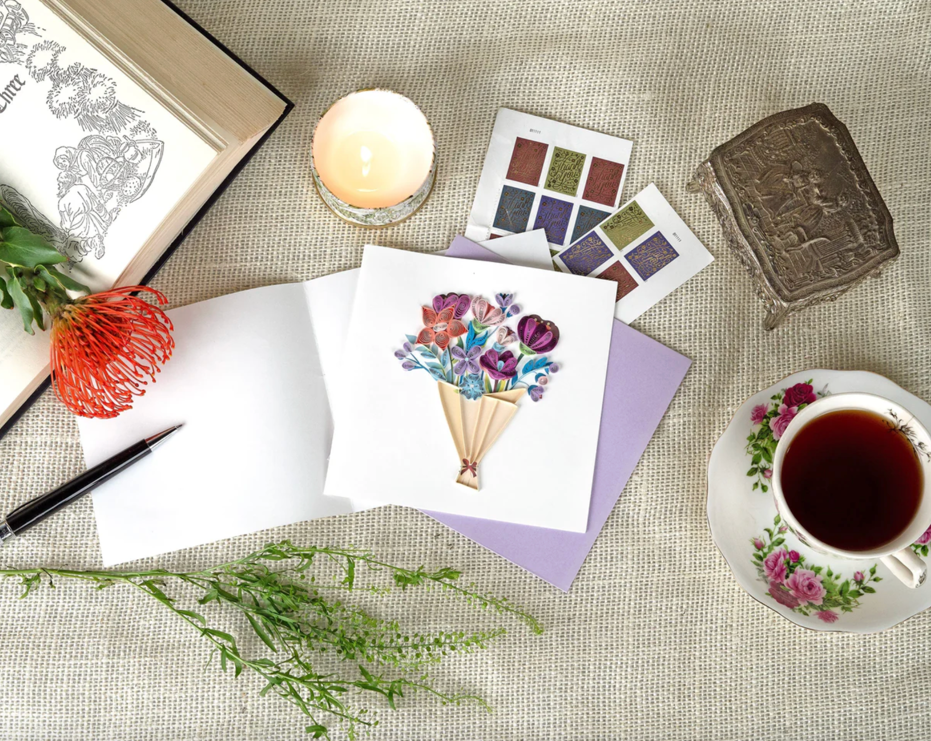 QUILLING CARDS Quilled Playful Flower Bouquet Greeting Card