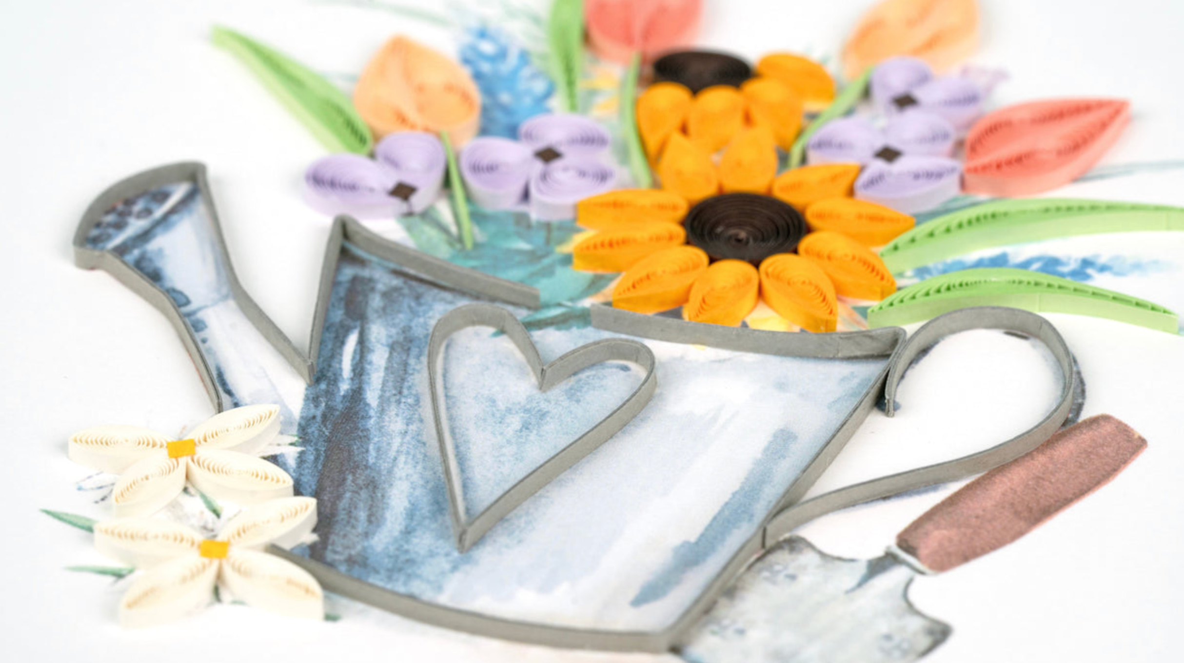 QUILLING CARDS Quilled Garden Watering Can Greeting Card