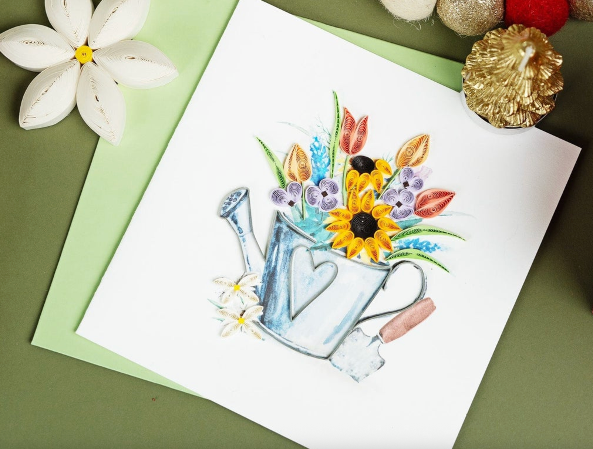 QUILLING CARDS Quilled Garden Watering Can Greeting Card