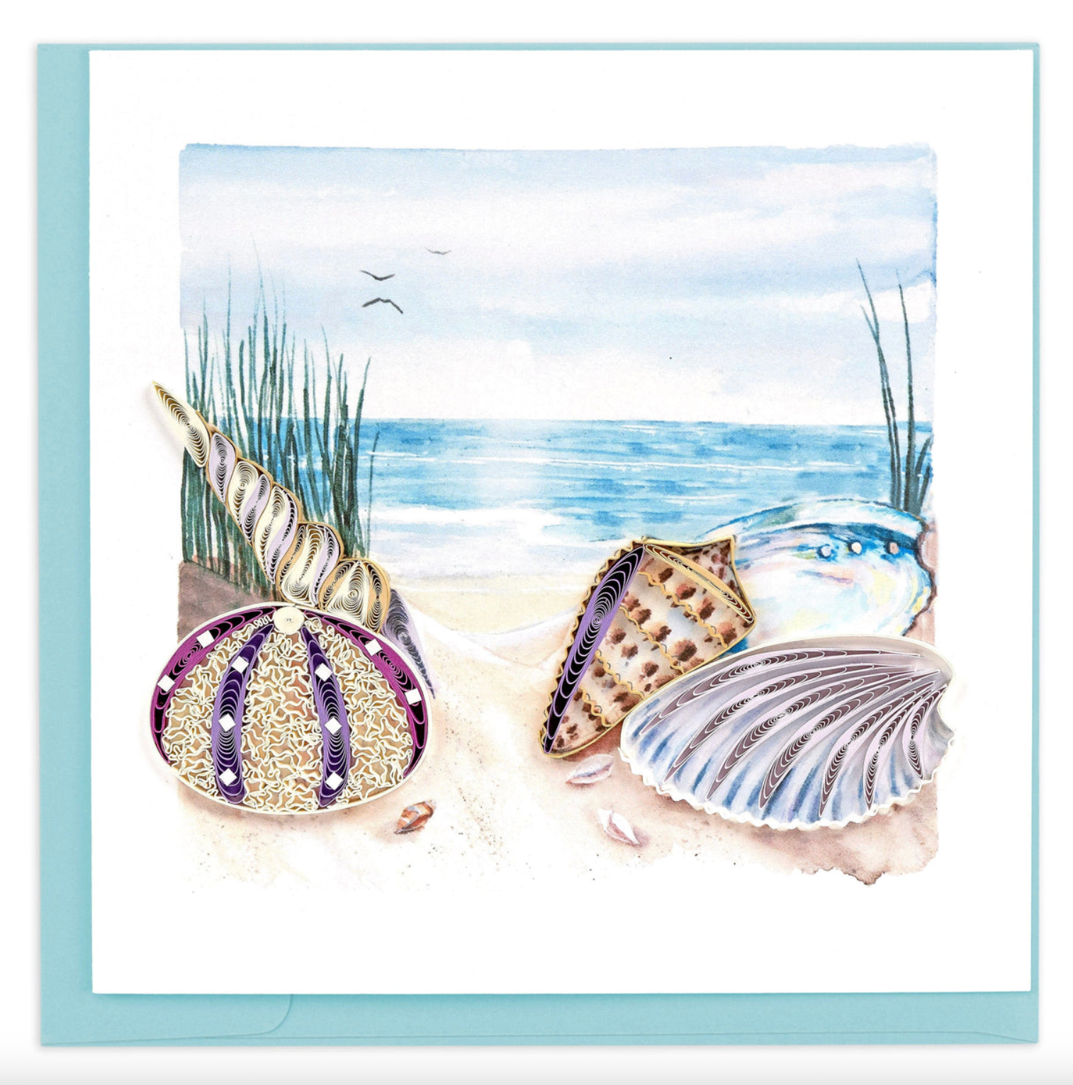 QUILLING CARDS Quilled Seashells on the shore Greeting Card