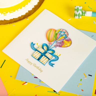 Birthday Balloon Surprise Blank Quilling Card