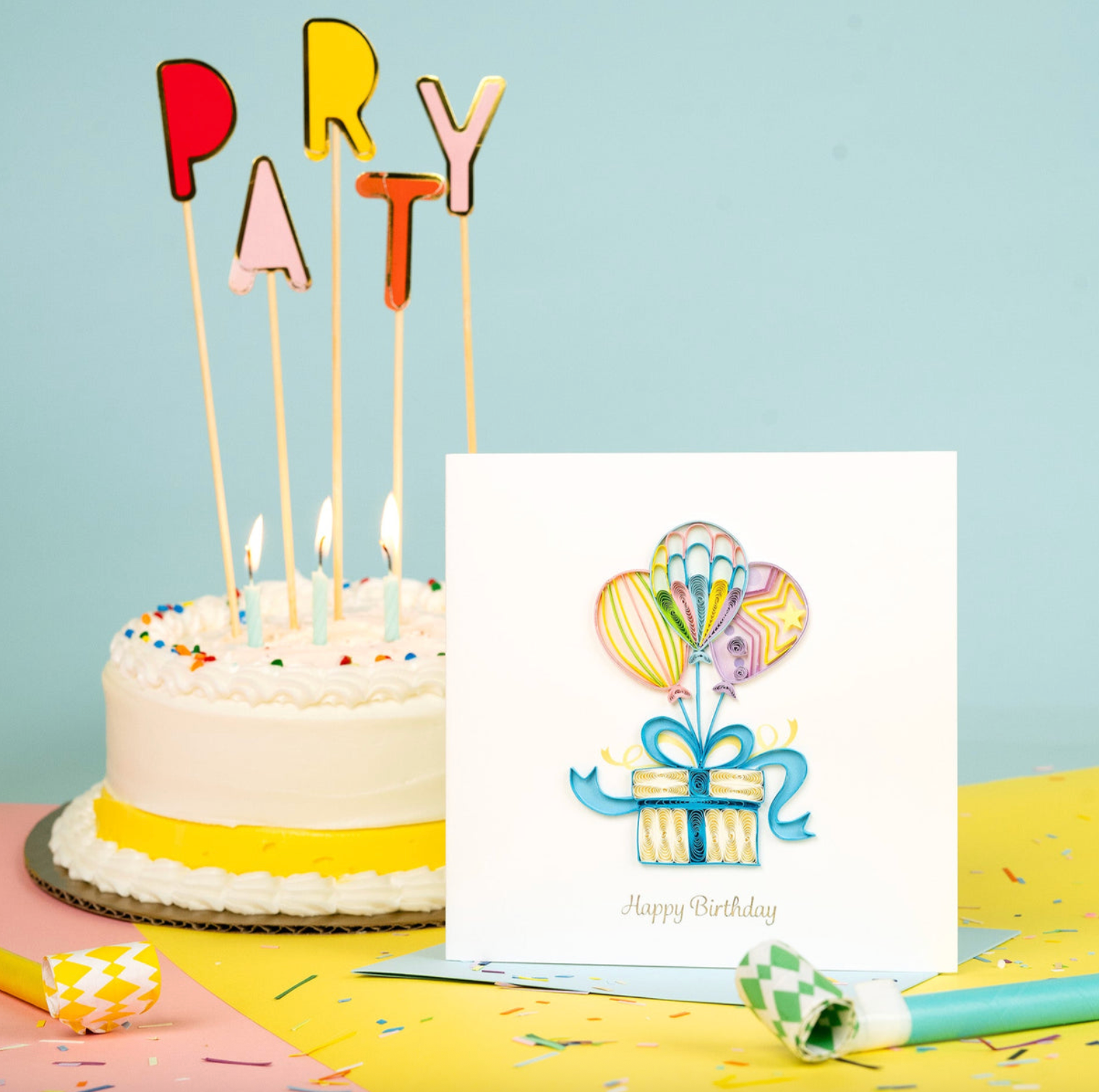 Birthday Balloon Surprise Blank Quilling Card