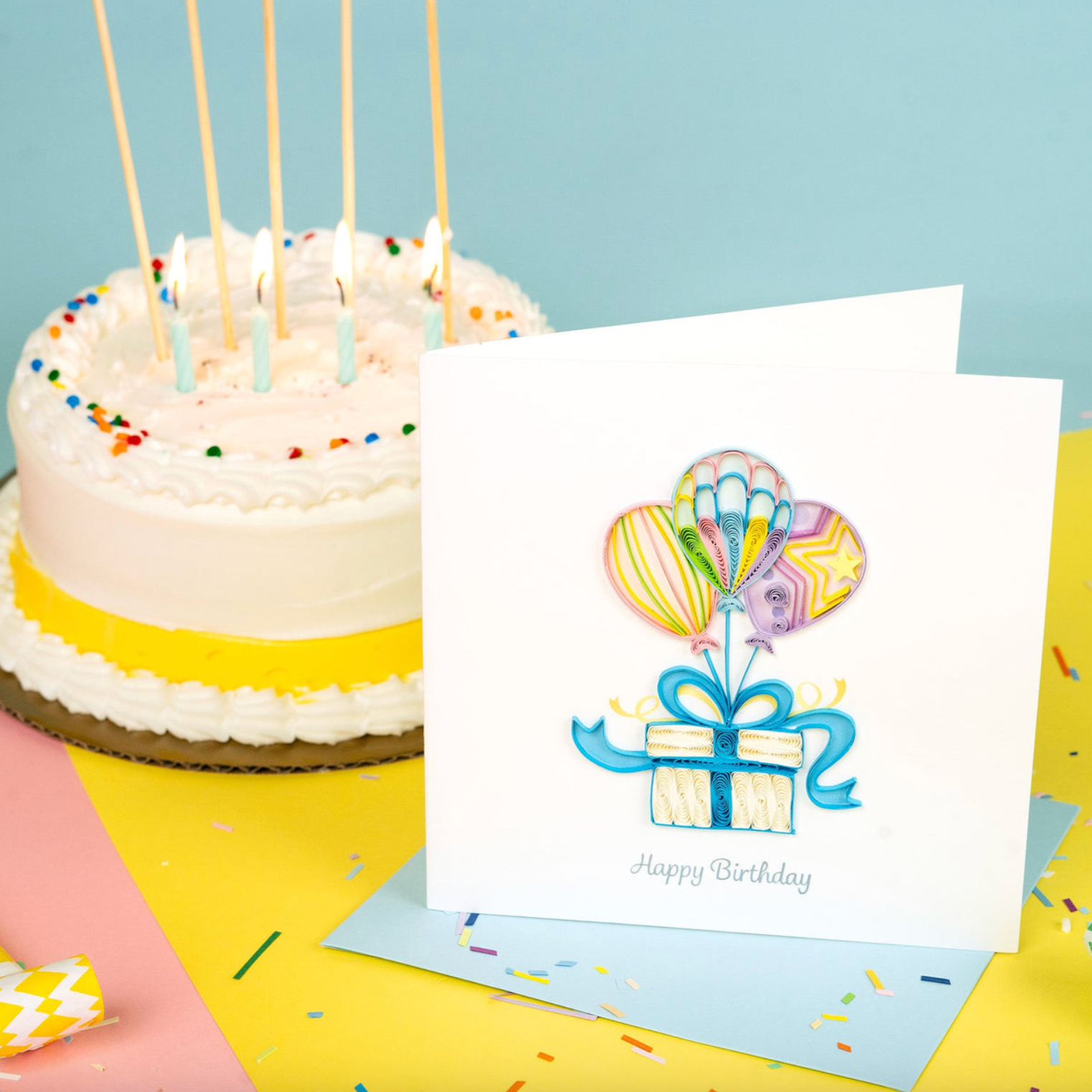 Birthday Balloon Surprise Blank Quilling Card