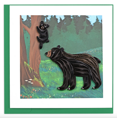 QUILLING CARDS Quilled Black Bear and Cub Greeting Card