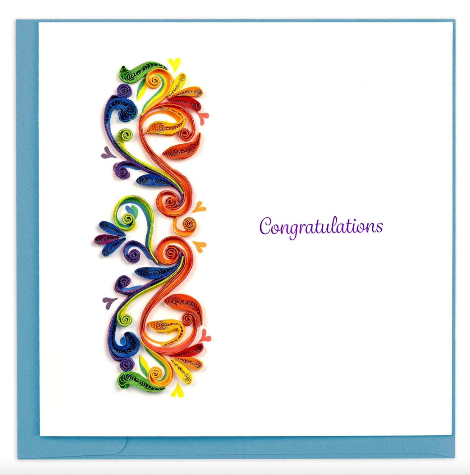 Rainbow Swirl Congratulations Blank Quilling Card