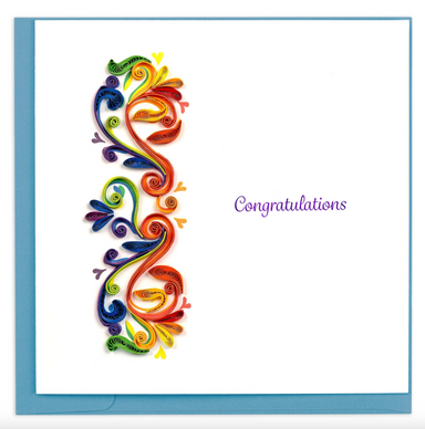 Rainbow Swirl Congratulations Blank Quilling Card